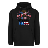 Black All American Mama Messy Buny Heavyweight Hoodie - CowhideDigitalArt