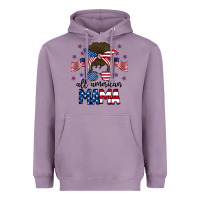 Lavender All American Mama Messy Buny Heavyweight Hoodie - CowhideDigitalArt