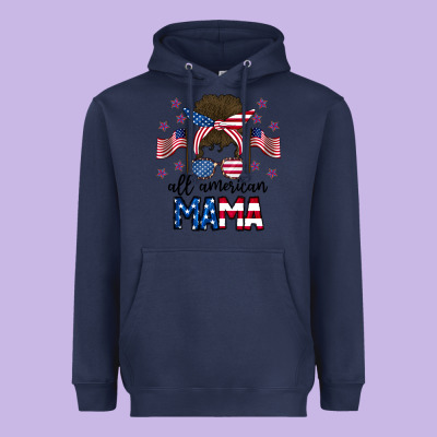 All American Mama Messy Buny Heavyweight Hoodie Designed By Cowhidedigitalart