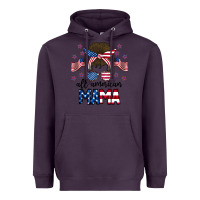 Plum All American Mama Messy Buny Heavyweight Hoodie - CowhideDigitalArt