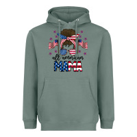 Sage All American Mama Messy Buny Heavyweight Hoodie - CowhideDigitalArt