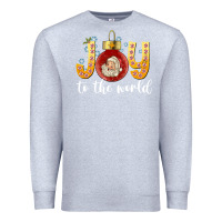 Heather Grey Joy To The World Premium Sweatshirt - CowhideDigitalArt