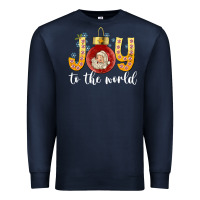 Navy Joy To The World Premium Sweatshirt - CowhideDigitalArt