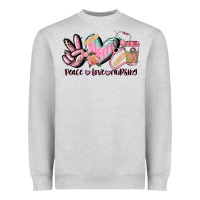 Heather Grey peace love nursing Heavyweight Sweatshirt - CowGirlArtShop