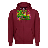 Burgundy Loads of luck St. Patricks Day Zipper Hoodie - FaDigitalArtStudio