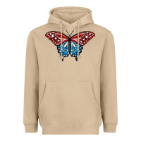 Mushroom Patriotic American Flag Butterfly 4th of July Heavyweight Hoodie - LillyAllenDesigns