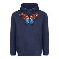 Navy Patriotic American Flag Butterfly 4th of July Heavyweight Hoodie - LillyAllenDesigns
