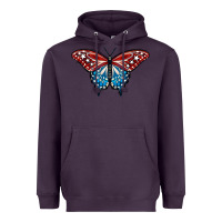 Plum Patriotic American Flag Butterfly 4th of July Heavyweight Hoodie - LillyAllenDesigns