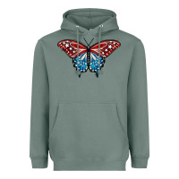 Sage Patriotic American Flag Butterfly 4th of July Heavyweight Hoodie - LillyAllenDesigns