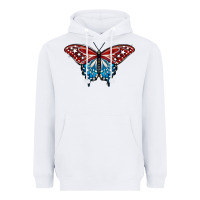 White Patriotic American Flag Butterfly 4th of July Heavyweight Hoodie - LillyAllenDesigns