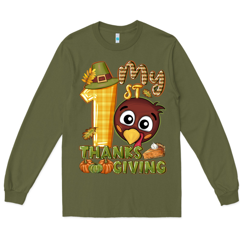 My 1st Thanksgiving With Turkey Long Sleeve Tee by NancyCooperArtShop | Teevron