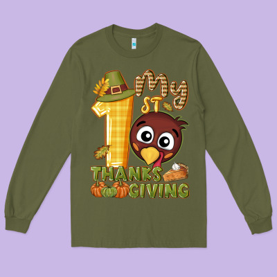 My 1st Thanksgiving With Turkey Long Sleeve Tee Designed By Nancycooperartshop