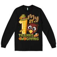 Black My 1st Thanksgiving with turkey Long Sleeve Tee - NancyCooperArtShop