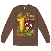 Chestnut My 1st Thanksgiving with turkey Long Sleeve Tee - NancyCooperArtShop