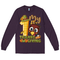 Plum My 1st Thanksgiving with turkey Long Sleeve Tee - NancyCooperArtShop