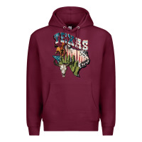 Burgundy Texas 4th of July Premium Hoodie - FaDigitalArtStudio