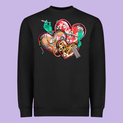 Nurse Hearts Heavyweight Sweatshirt Designed By Cowgirlartshop
