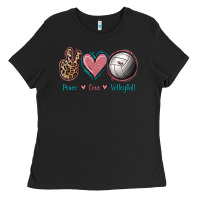 Black Peace Love Volleyball Ladies Tee - Jasminsmagicworld