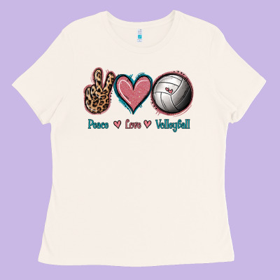 Peace Love Volleyball Ladies Tee Designed By Jasminsmagicworld