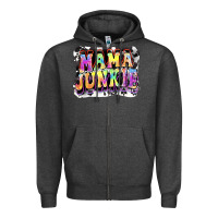 Charcoal Heather Mama junkie Mother's Day Zipper Hoodie - FaDigitalArtStudio