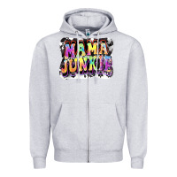 Heather Grey Mama junkie Mother's Day Zipper Hoodie - FaDigitalArtStudio