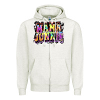 Oatmeal Heather Mama junkie Mother's Day Zipper Hoodie - FaDigitalArtStudio