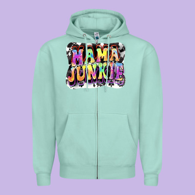 Mama Junkie Mother's Day Zipper Hoodie Designed By Fadigitalartstudio