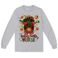 Moon Dust santa's favorite nurse afro messy bun Long Sleeve Tee - texasbilliewilder