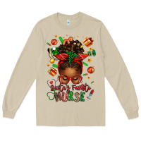 Mushroom santa's favorite nurse afro messy bun Long Sleeve Tee - texasbilliewilder