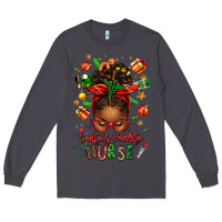 Smoke santa's favorite nurse afro messy bun Long Sleeve Tee - texasbilliewilder