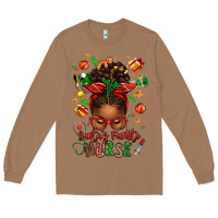 Toasted Coconut santa's favorite nurse afro messy bun Long Sleeve Tee - texasbilliewilder