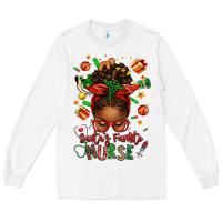 White santa's favorite nurse afro messy bun Long Sleeve Tee - texasbilliewilder