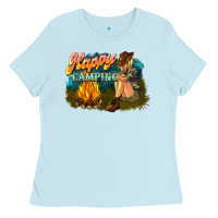Baby Blue happy camping Ladies Tee - NancyCooperArtShop
