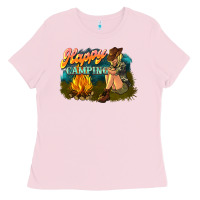 Bubblegum Pink happy camping Ladies Tee - NancyCooperArtShop