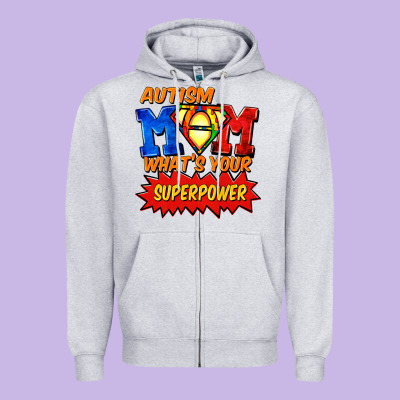 Autism Mom What's Your Superpower Mother's Day Zipper Hoodie Designed By Fadigitalartstudio