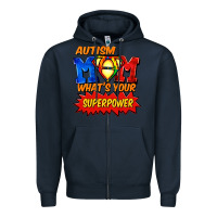 Navy Autism mom what's your superpower Mother's Day Zipper Hoodie - FaDigitalArtStudio
