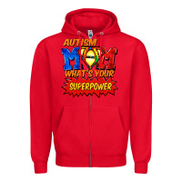 Red Autism mom what's your superpower Mother's Day Zipper Hoodie - FaDigitalArtStudio