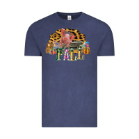 Vintage Denim Fall Scene Pumpkin Watercolor Pig Wagon Serape Cheetah Vintage Tee - Bettercallsaul