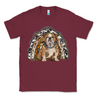 Burgundy english bulldog rainbow Classic Tee - BarkalooDesign