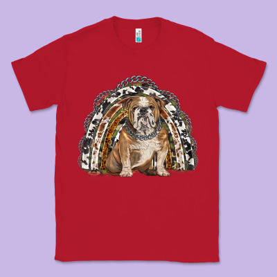 English Bulldog Rainbow Classic Tee Designed By Barkaloodesign