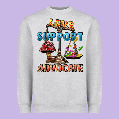 Love Support Advocate Heavyweight Sweatshirt Designed By Cowgirlartshop