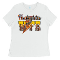 White firefighter wife lightning bolt Ladies Tee - NancyCooperArtShop
