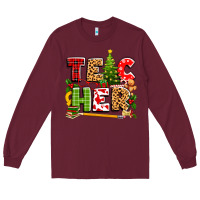 Burgundy teacher christmas Long Sleeve Tee - texasbilliewilder