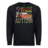 Black Just a Girl Small Town Autism Premium Sweatshirt - CowhideDigitalArt
