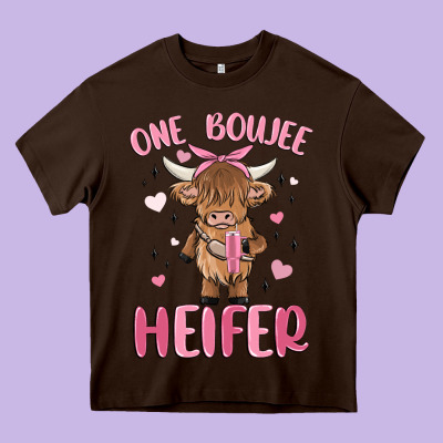 One Boujee Heifer Heavy Core Tee Designed By Maliassmallbusiness