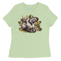 Matcha floral racoon western Ladies Tee - NancyCooperArtShop