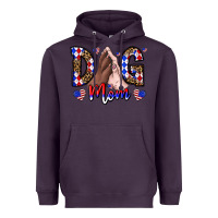 Plum America Dog Mama Heavyweight Hoodie - CowhideDigitalArt