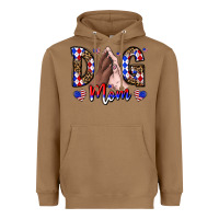 Toasted Coconut America Dog Mama Heavyweight Hoodie - CowhideDigitalArt