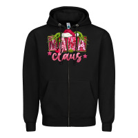 Black Pink Christmas Mama Claus Zipper Hoodie - FaDigitalArtStudio