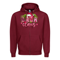 Burgundy Pink Christmas Mama Claus Zipper Hoodie - FaDigitalArtStudio
